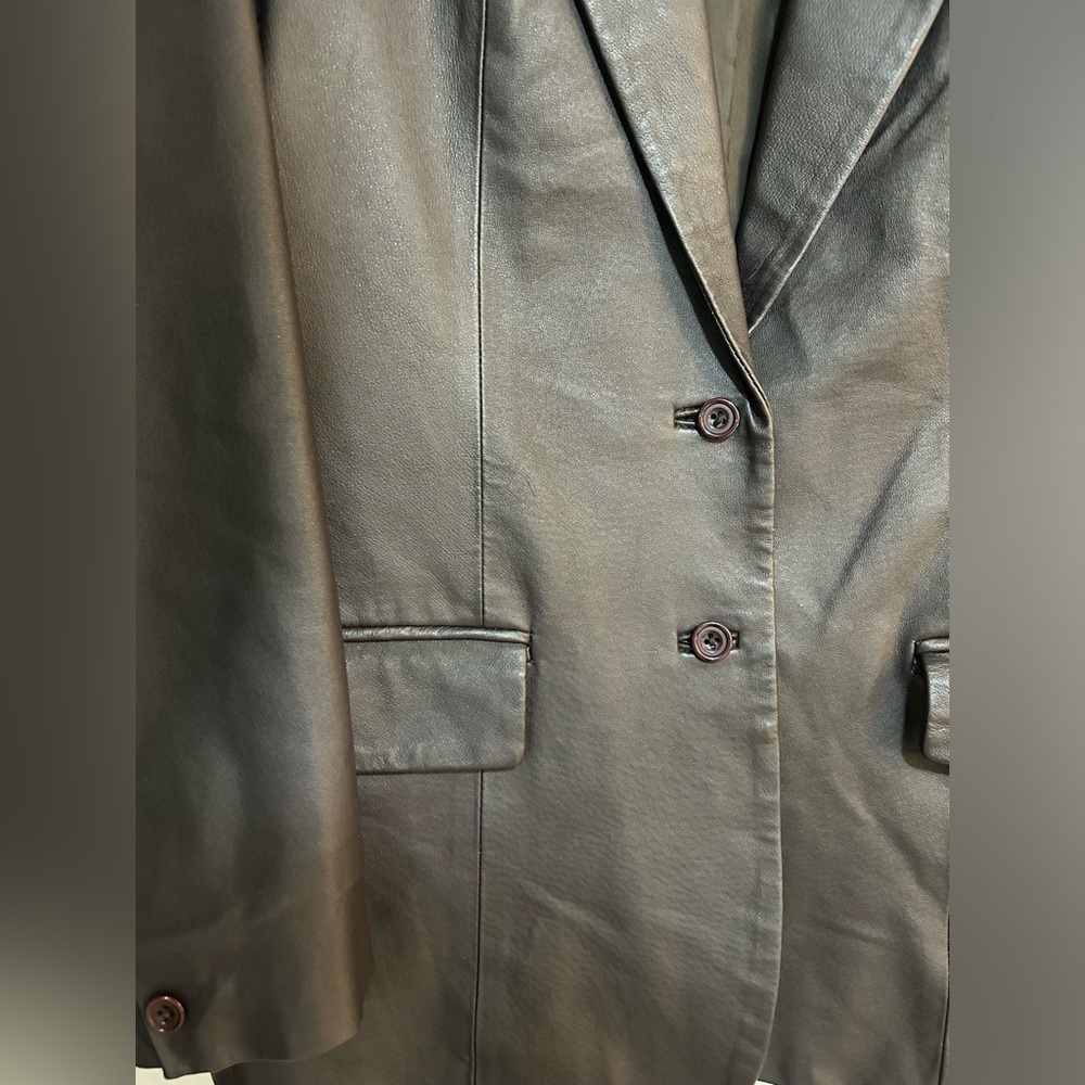 100% Brown Leather Blazer Jacket